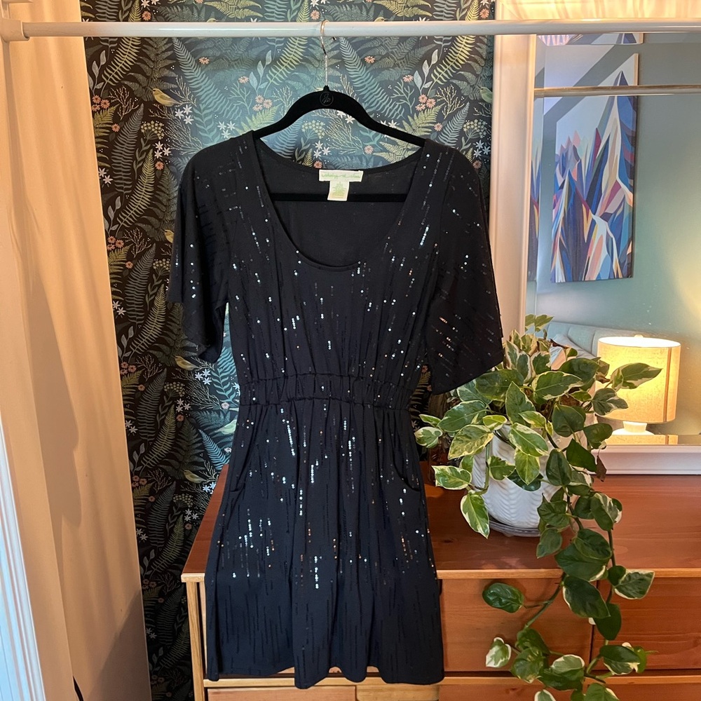 Chic Black Mini Dress with White Speckles